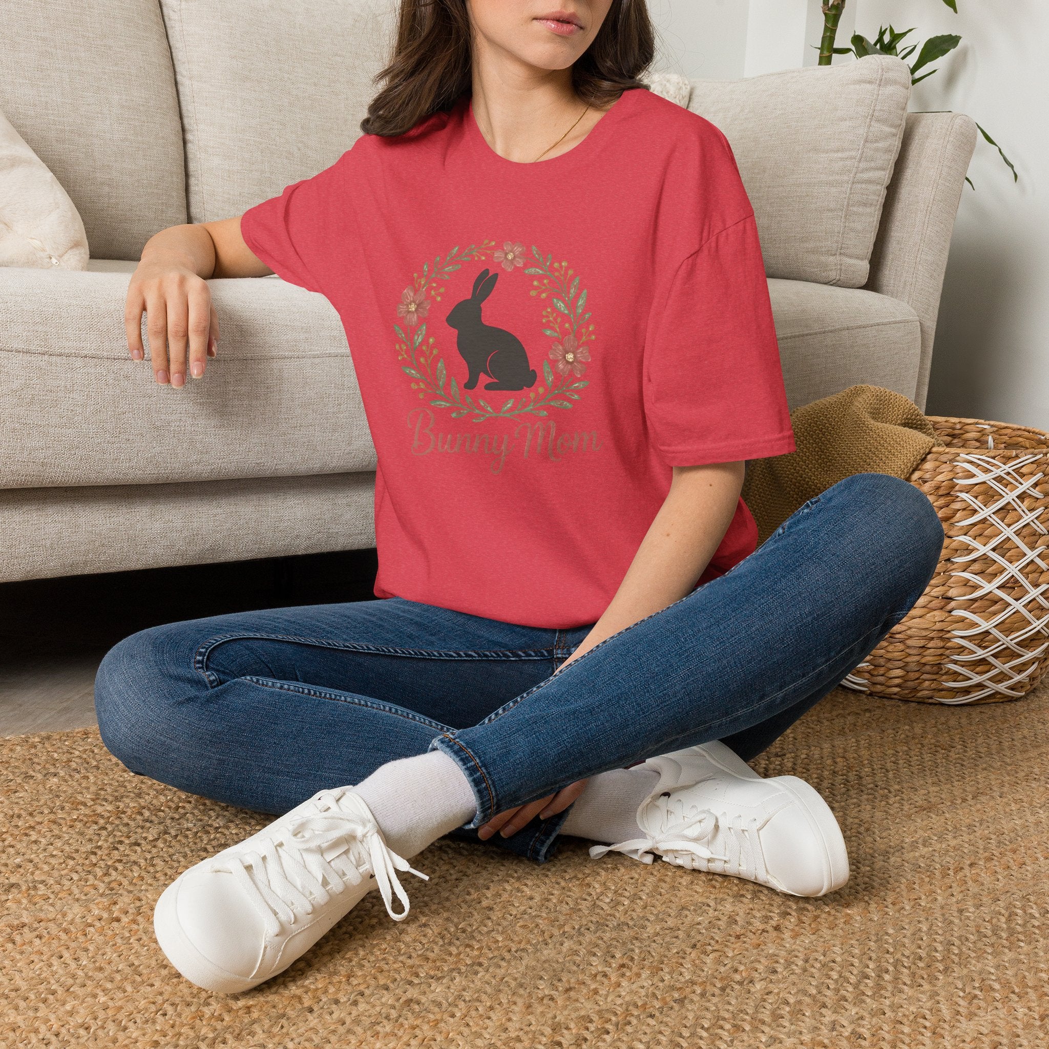 Bunny Mom Floral Wreath T-Shirt