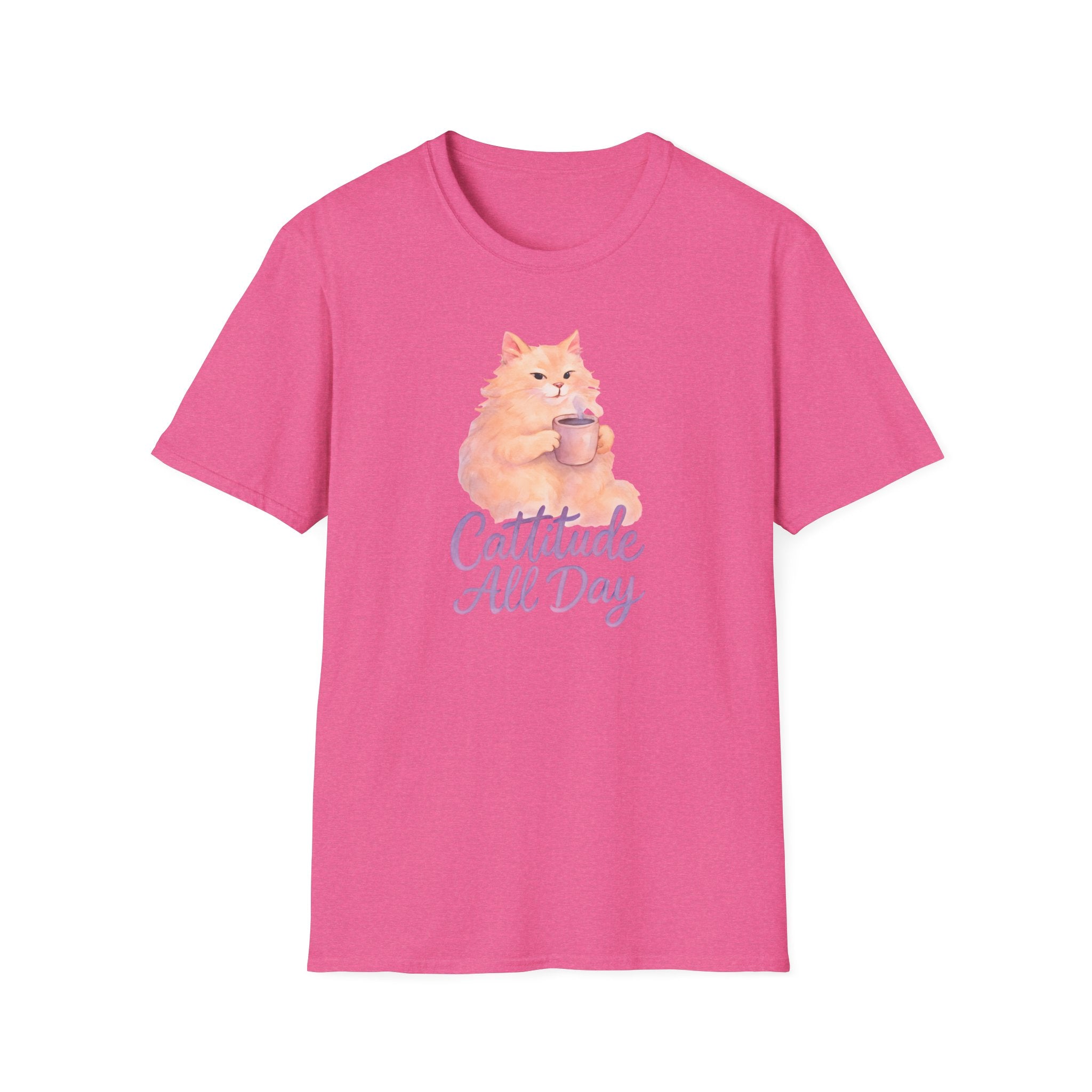 Cat with Coffee Cup T-Shirt