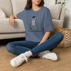 Gray Cat with Beret T-Shirt