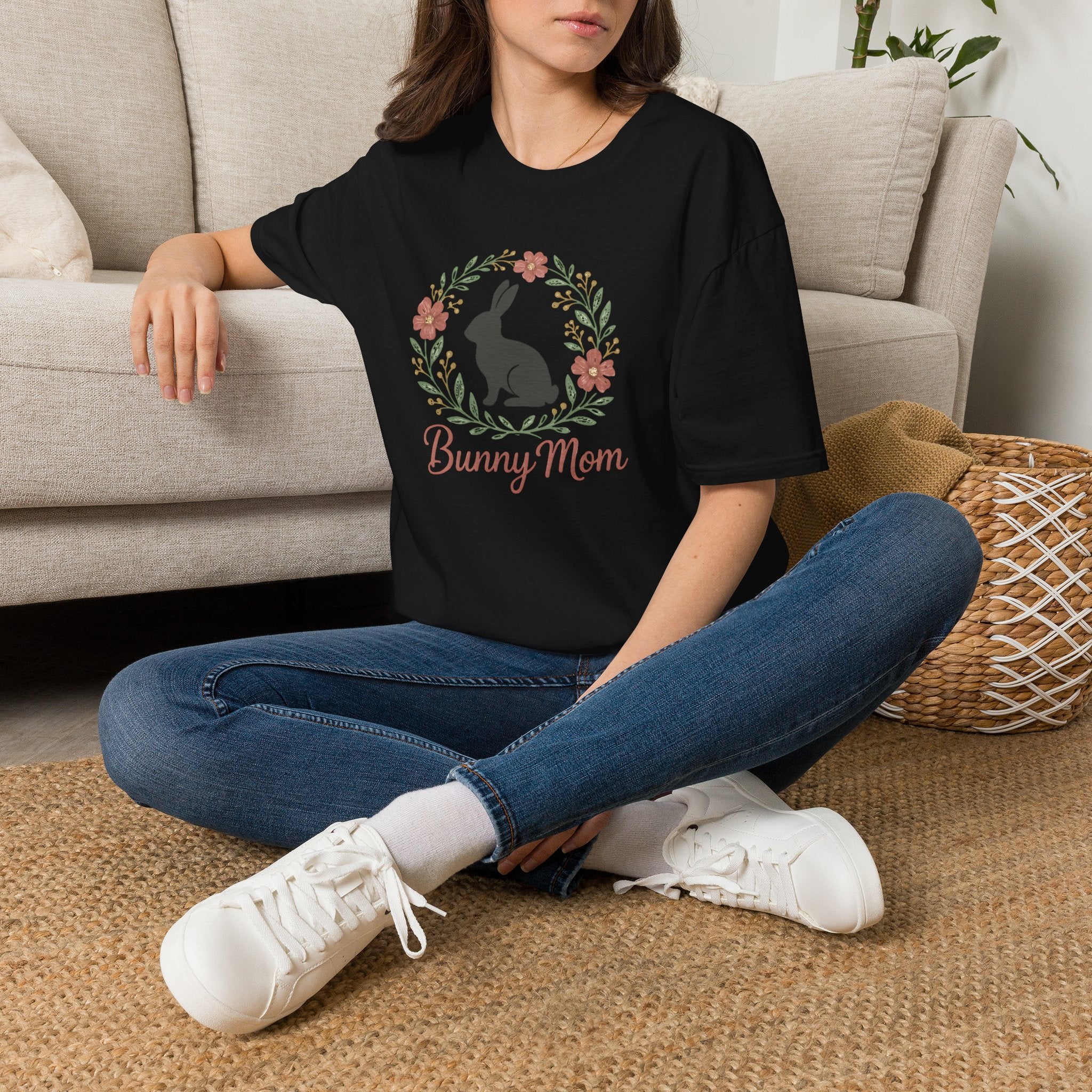 Bunny Mom Floral Wreath T-Shirt