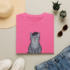 Gray Cat with Beret T-Shirt